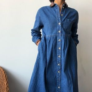 Jean market dress button front long sleeve small
